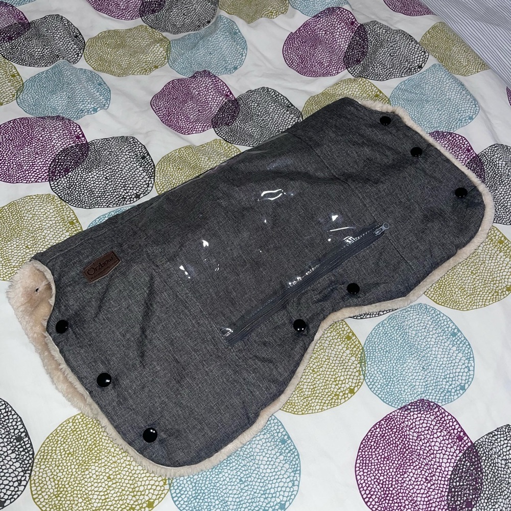 Orzbow Gray Stroller Hand Muff with Faux Fur Lining